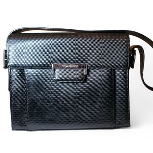 YSL Yves Saint Laurent Vintage Shoulder Bag Black Structured Leather Purse